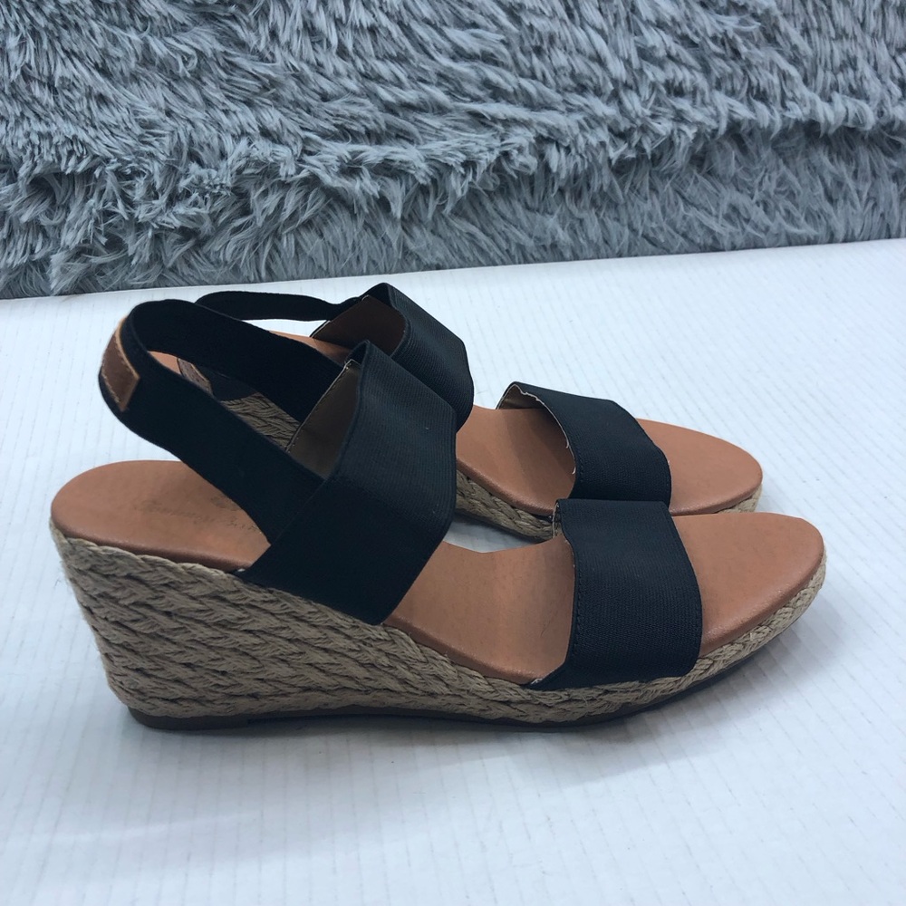 Tommy Bahama Wedges Womens 10 Sakura Elastic Espadrille Sandals Shoes Black